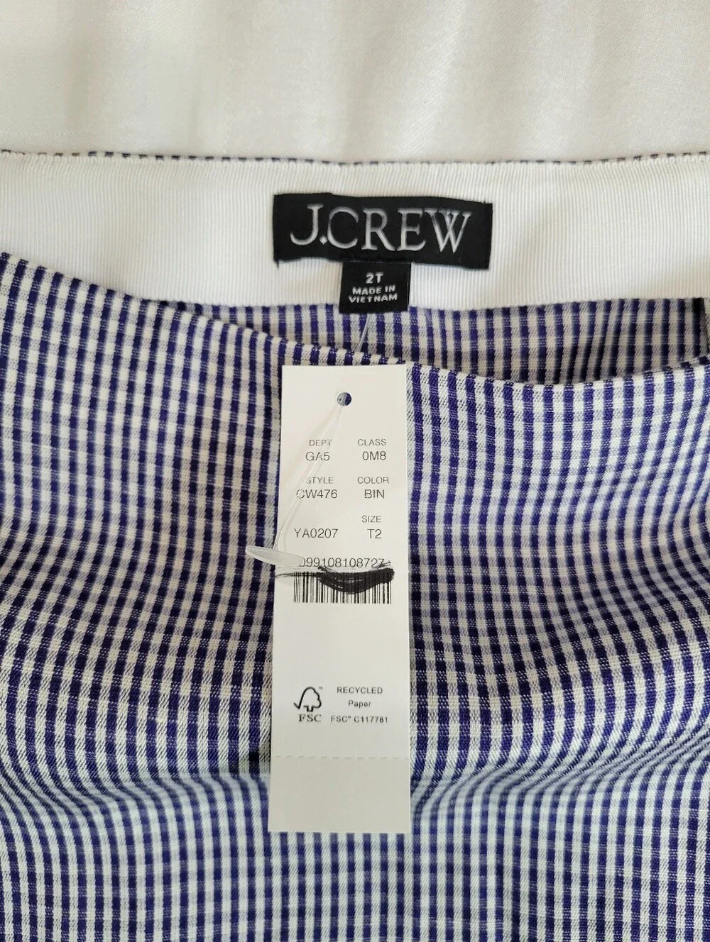 J Crew Tall knee-length wrap skirt in gingham linen blend CW476 Size 2